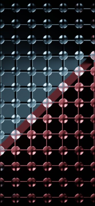 a black background with red and blue circles